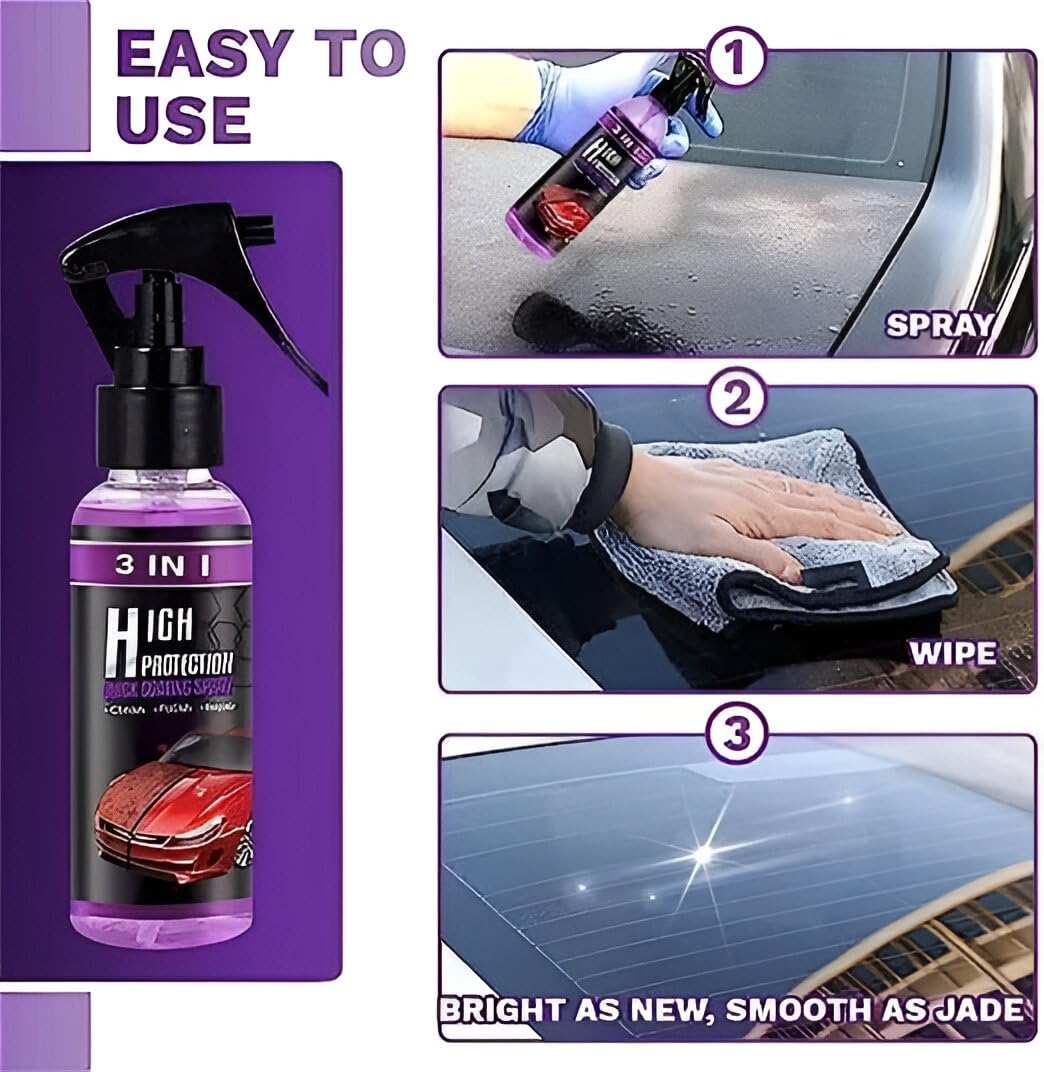 3 in 1 High Protection Quick Car Coating Spray 200 Ml (Pack Of 2)